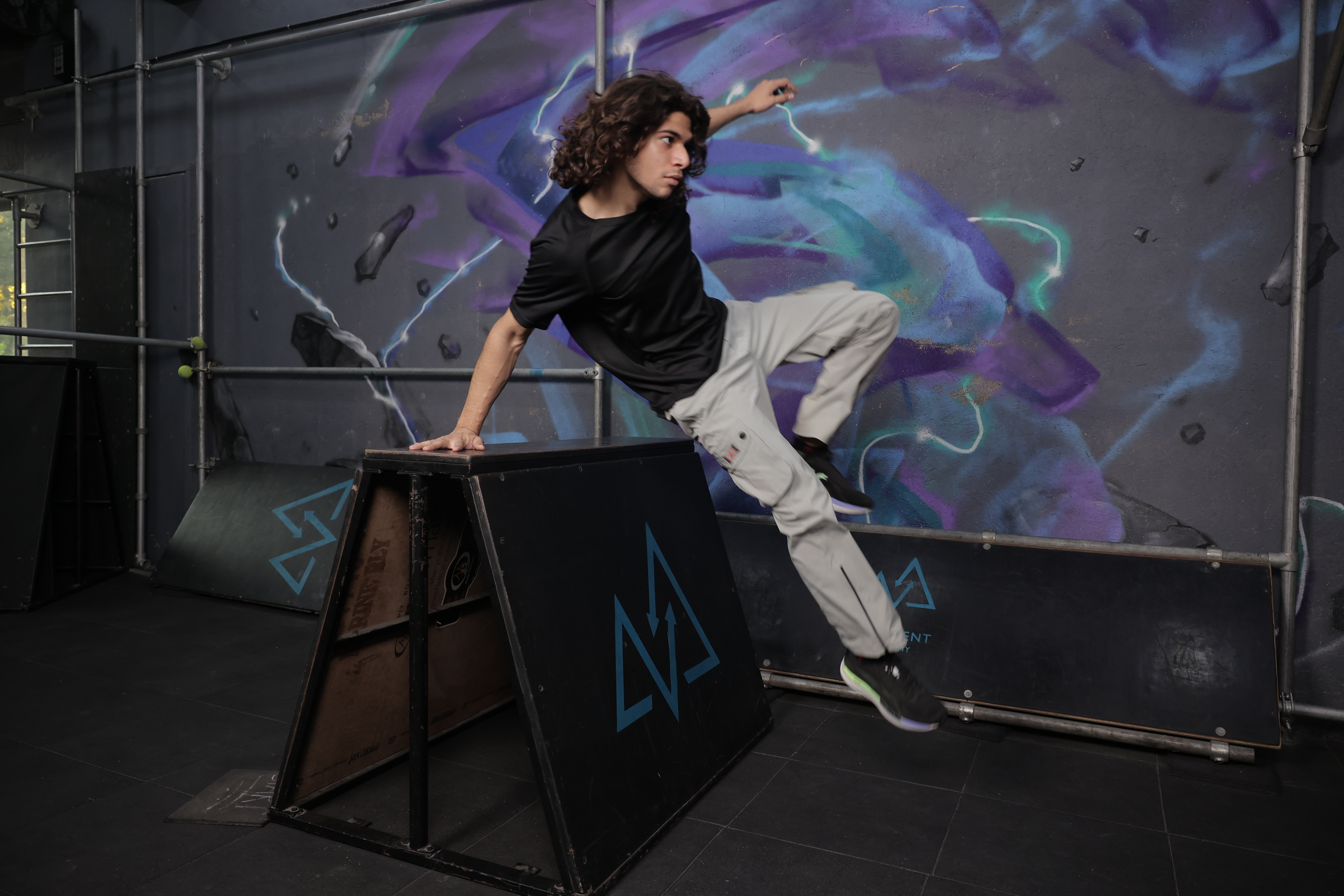 Adult parkour class at MMA
